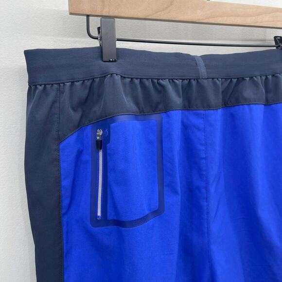 Peloton Blue/Navy Brief Lined Shorts Mens XL 5” Length Drawstring w/Pockets - Picture 3 of 5